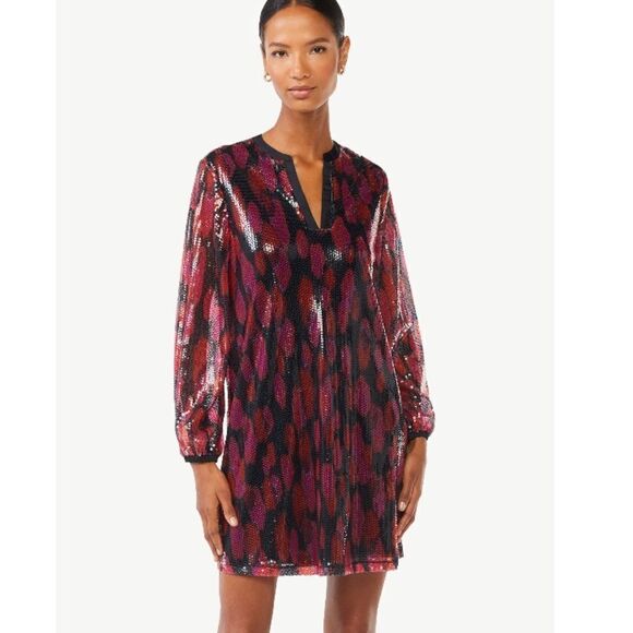 Scoop Snakeskin print sequined Shift dress sz XS NWT - Picture 1 of 7